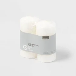 6" x 3" 2pk Unscented Pillar Candles White - Made By Design