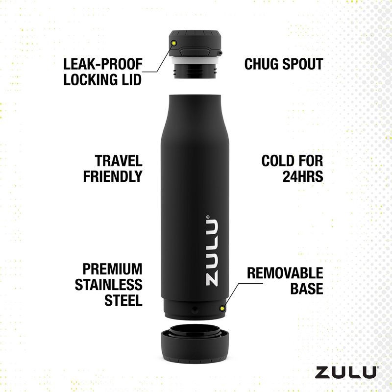 slide 6 of 6, Zulu Ace 24oz Stainless Steel Water Bottle - Black, 24 oz