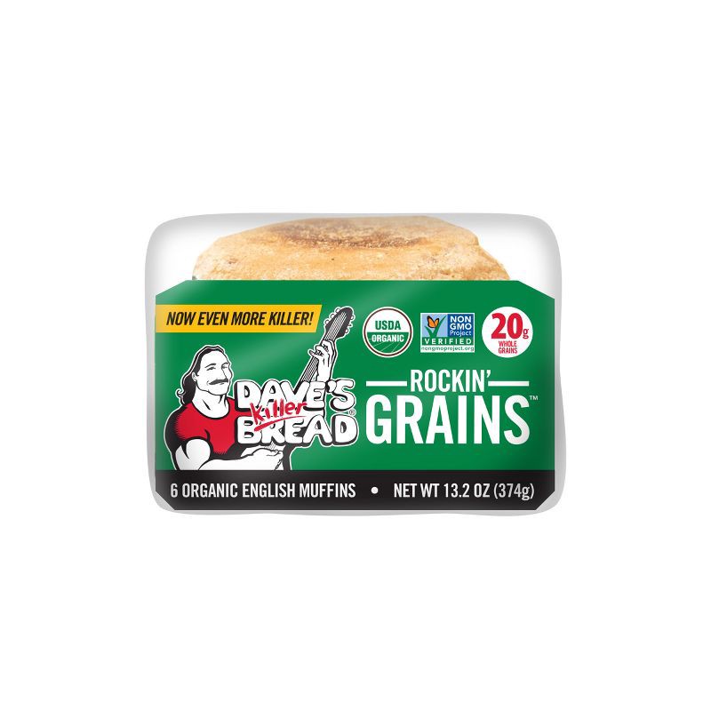 slide 15 of 15, Dave's Killer Bread Organic Rockin' Grains English Muffins - 13.2oz/6ct, 6 ct; 13.2 oz