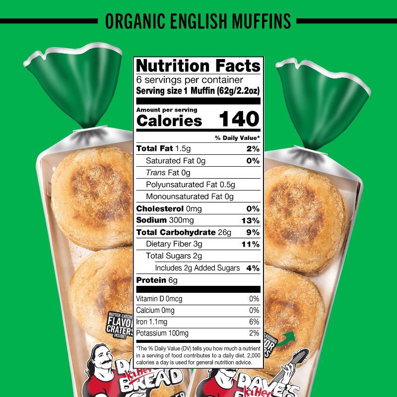 slide 7 of 15, Dave's Killer Bread Organic Rockin' Grains English Muffins - 13.2oz/6ct, 6 ct; 13.2 oz