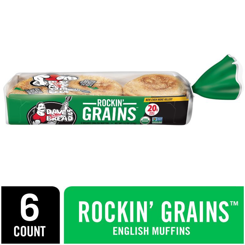 slide 9 of 15, Dave's Killer Bread Organic Rockin' Grains English Muffins - 13.2oz/6ct, 6 ct; 13.2 oz