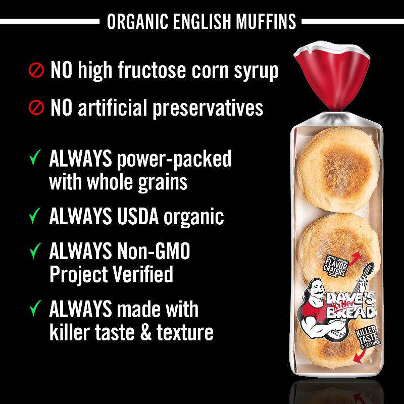 slide 4 of 15, Dave's Killer Bread Organic Classic English Muffins - 13.2oz/6ct, 6 ct; 13.2 oz