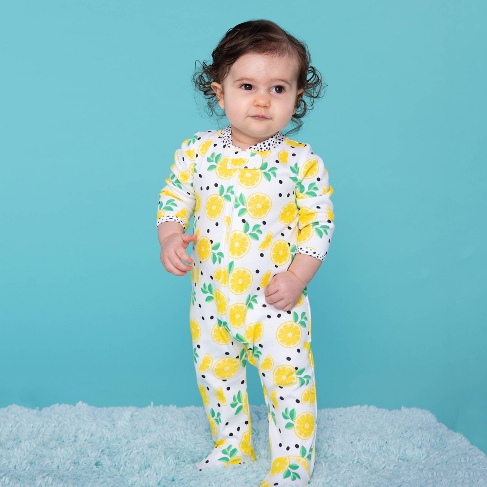 slide 2 of 2, Lamaze Baby Girls' Organic Cotton Sleep 'N Play Lemons Footed Sleepers - Yellow Newborn, 1 ct