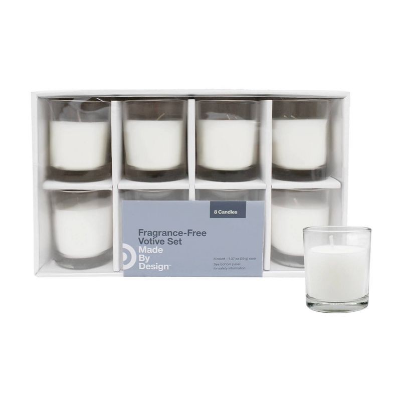 slide 1 of 2, 8ct Unscented Votive Candles White - Made By Design, 7.6 oz