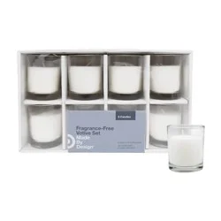 8ct Unscented Votive Candles White - Made By Design