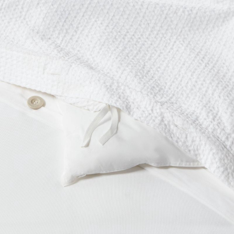 slide 3 of 6, Full/Queen Washed Waffle Weave Duvet & Sham Set White - Threshold, 1 ct