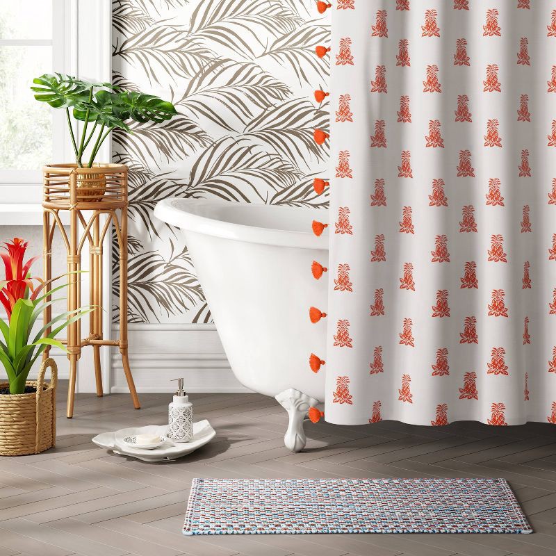 slide 3 of 3, 20"x32" Woven Pattern Flat Bath Rug - Opalhouse™: Cotton, Machine Washable, OEKO-TEX Certified, 1 ct