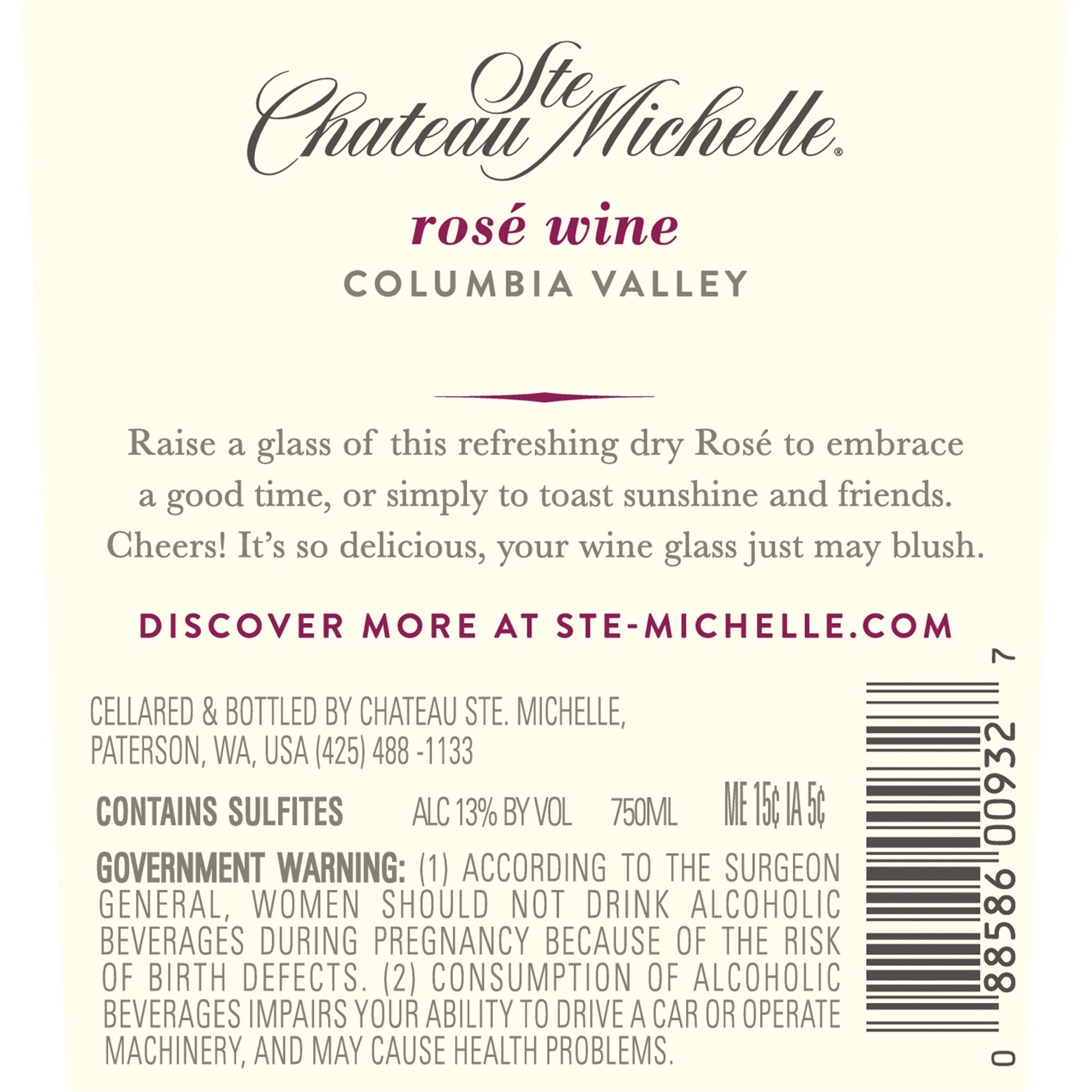 slide 2 of 8, Chateau Ste. Michelle Columbia Valley Rosé Wine, 750 mL Bottle, 750 ml