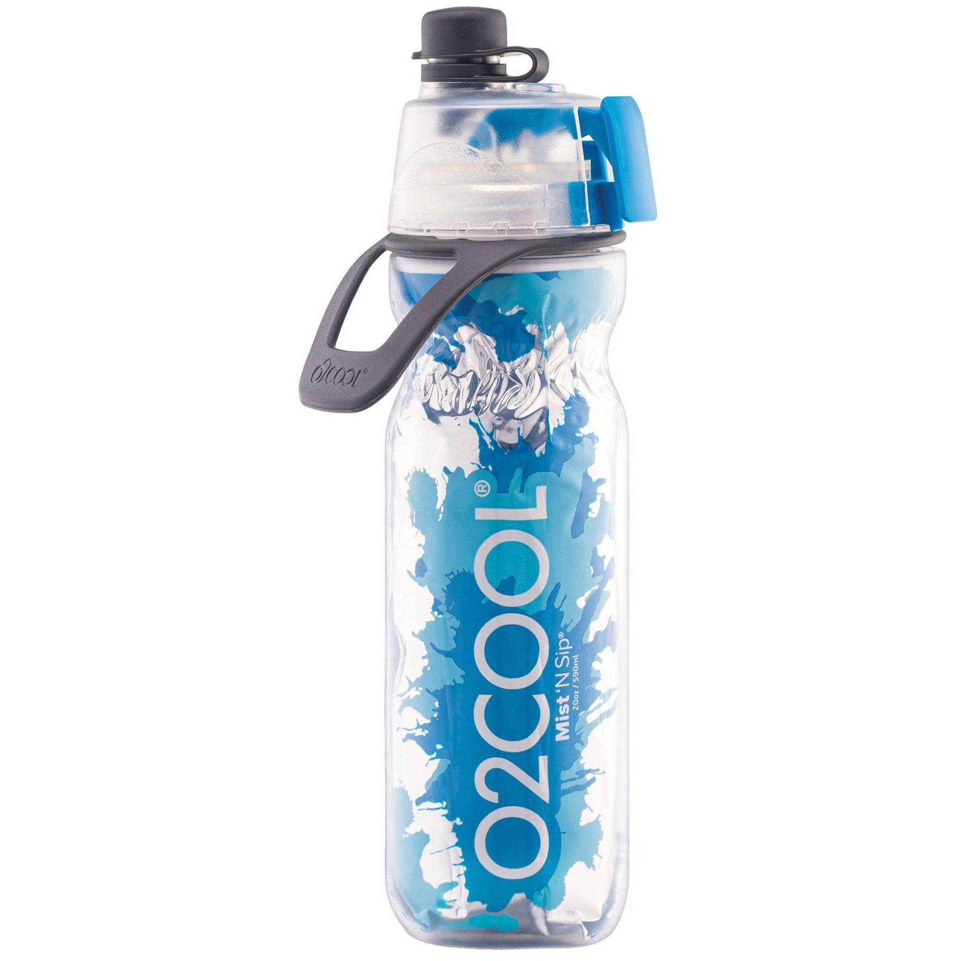 slide 1 of 5, O2Cool Mist'N Sip Locking Lid Water Bottle - Blue Splash, 20 oz