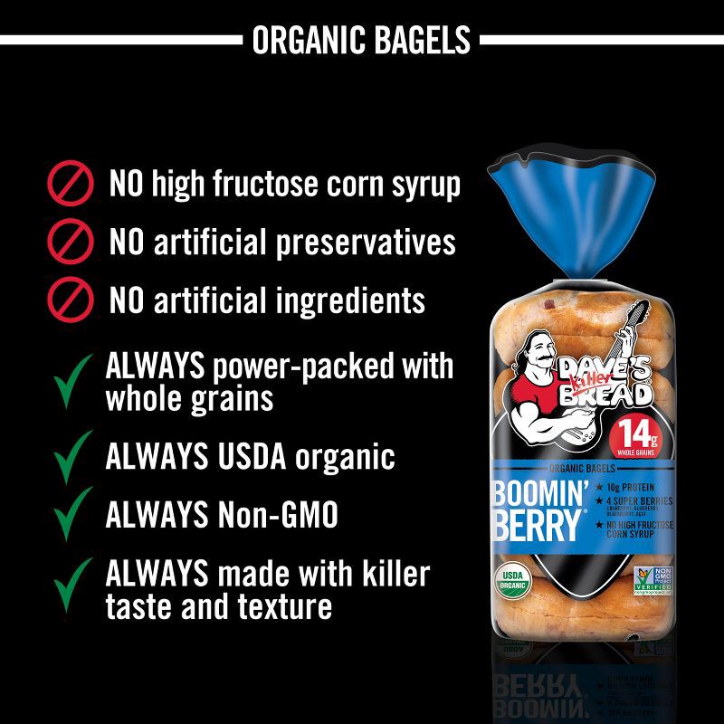 slide 4 of 16, Dave's Killer Bread Organic Boomin Berry Bagels - 16.75oz/5ct, 16.75 oz, 5 ct