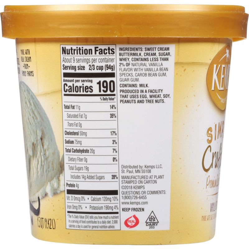 slide 3 of 5, Kemps Simply Crafted Vanilla Bean Ice Cream 48oz, 48 oz