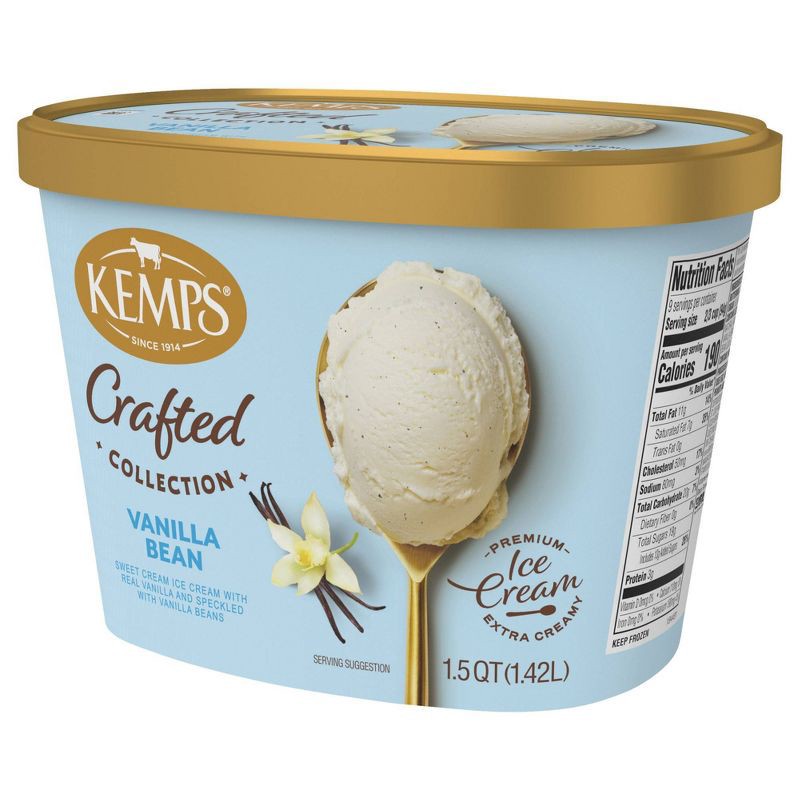 slide 4 of 8, Kemps Crafted Collection Vanilla Bean Ice Cream - 1.5qt, 48 oz
