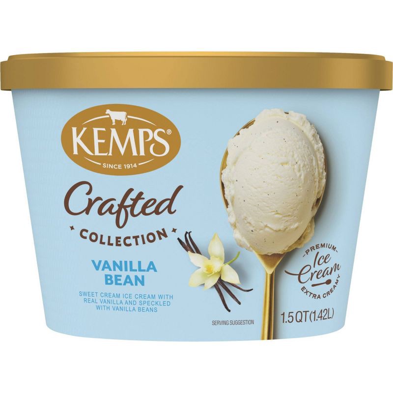 slide 1 of 8, Kemps Crafted Collection Vanilla Bean Ice Cream - 1.5qt, 48 oz
