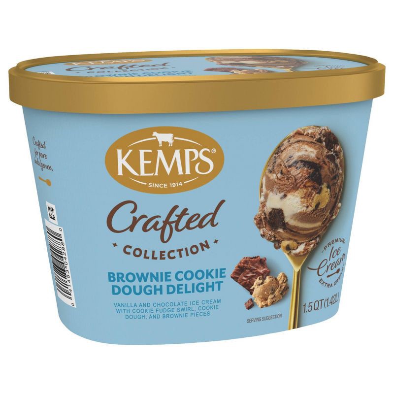 slide 3 of 8, Kemps Crafted Collection Brownie Cookie Dough Delight Ice Cream - 1.5qt, 1.5 qt