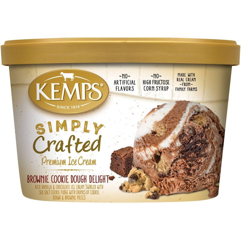 slide 1 of 5, Kemps Simply Crafted Brownie Cookie Dough Delight Ice Cream - 48oz, 48 oz
