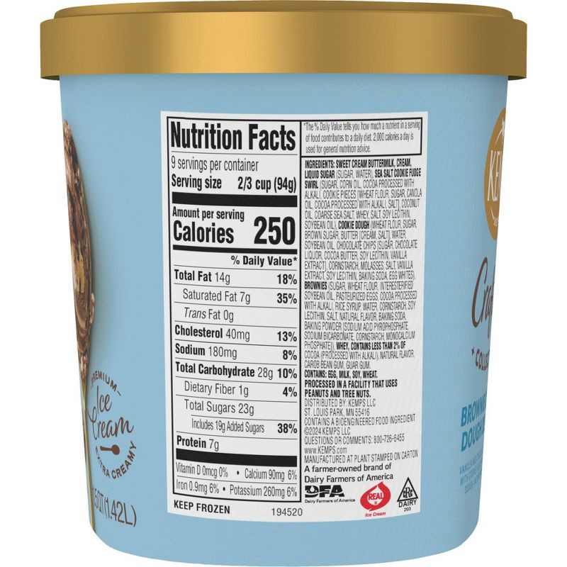 slide 6 of 8, Kemps Crafted Collection Brownie Cookie Dough Delight Ice Cream - 1.5qt, 1.5 qt
