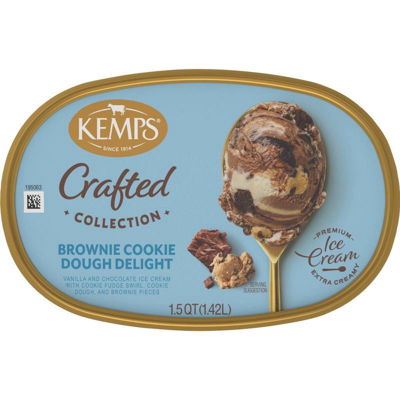 slide 7 of 8, Kemps Crafted Collection Brownie Cookie Dough Delight Ice Cream - 1.5qt, 1.5 qt