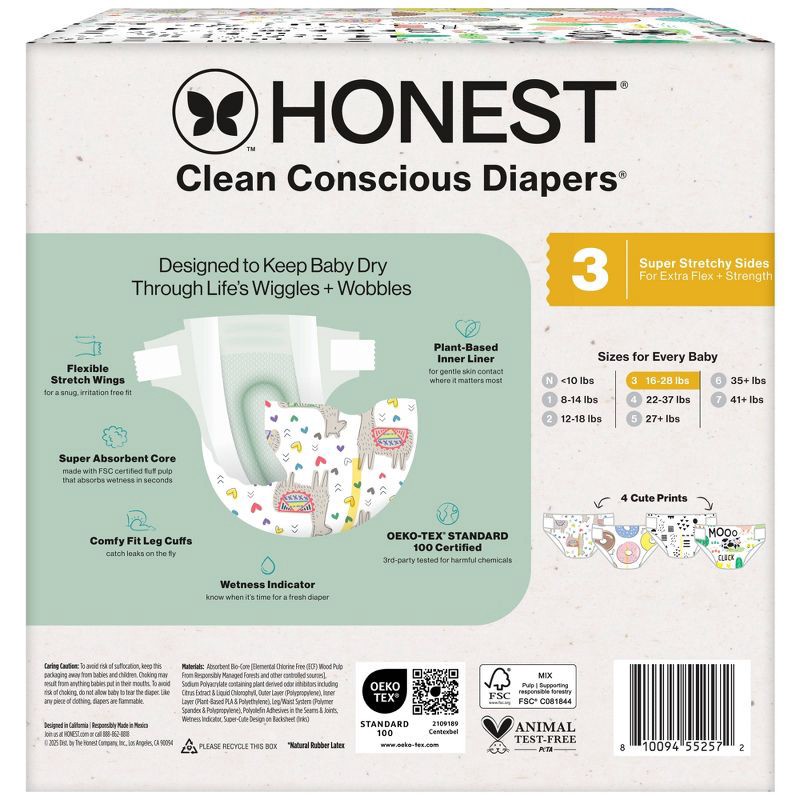 slide 9 of 9, The Honest Company Clean Conscious Diapers - Four Print Pack - Size 3 - 120 ct, 3 pk; 120 ct