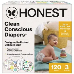 The Honest Company Clean Conscious Diapers - Four Print Pack - Size 3 - 120 ct