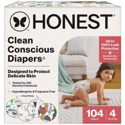 The Honest Company Clean Conscious Diapers Four Print Pack - Size 4 - 104ct