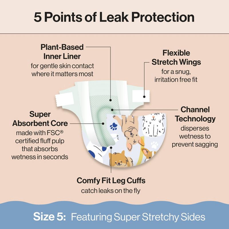 slide 4 of 9, The Honest Company Clean Conscious Disposable Diapers - Four Print Pack - Size 5 - 84ct, 5 x 84 ct