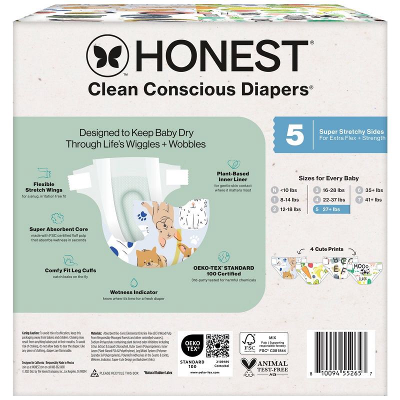 slide 8 of 9, The Honest Company Clean Conscious Disposable Diapers - Four Print Pack - Size 5 - 84ct, 5 x 84 ct
