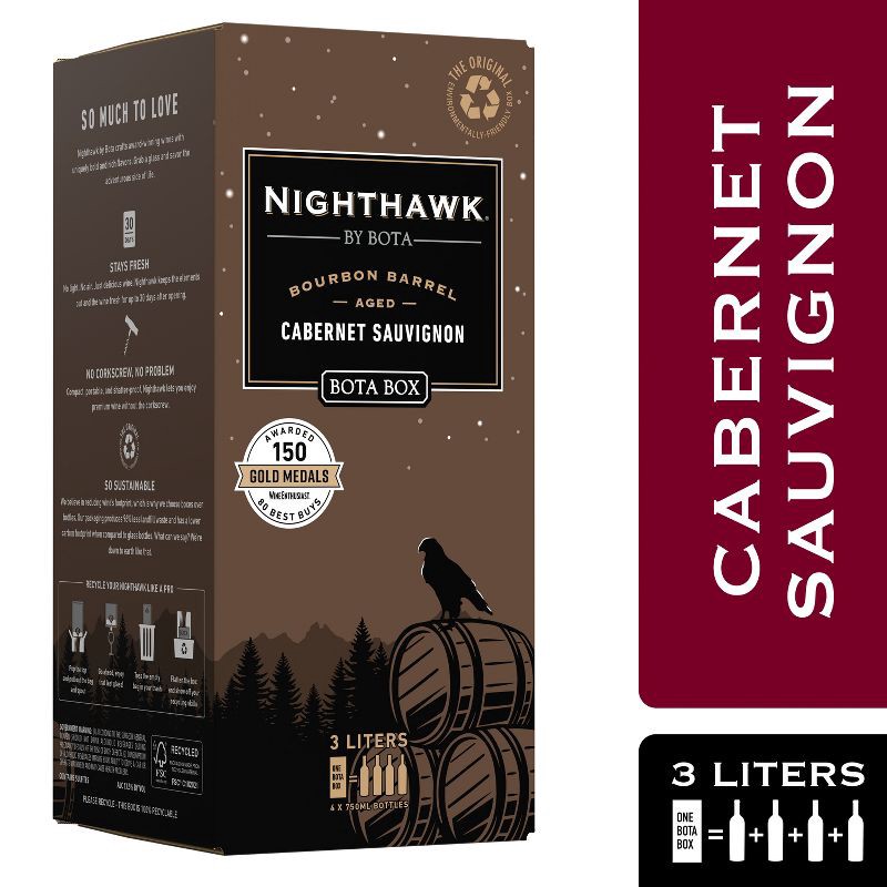 slide 2 of 7, Bota Box Nighthawk Cabernet Red Wine - 3L Box, 3 liter