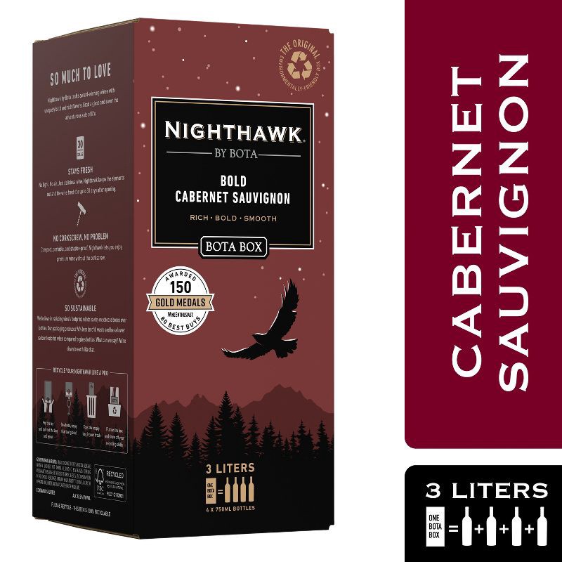 slide 2 of 9, Bota Box Nighthawk Cabernet Red Wine - 3L Box, 3 liter