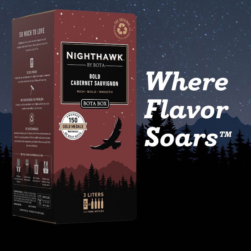 slide 7 of 9, Bota Box Nighthawk Cabernet Red Wine - 3L Box, 3 liter