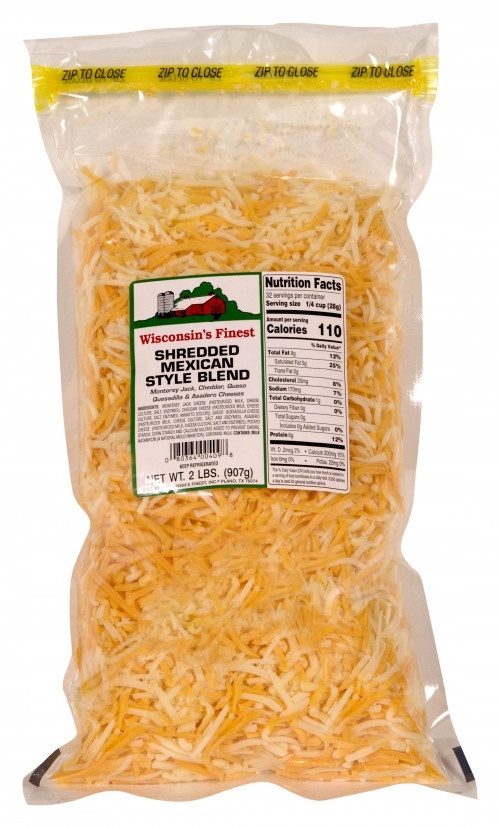 slide 1 of 1, Wisconsin's Finest Mexican 4 Cheese Shredded Cheese, 2 lb