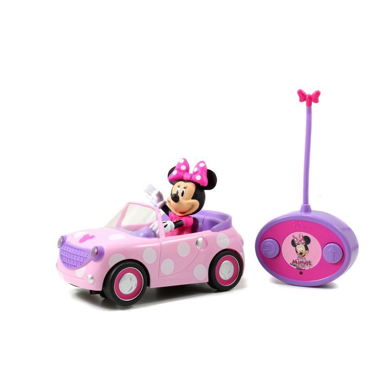 slide 1 of 5, Jada Toys Disney Junior RC Minnie Bowtique Roadster Remote Control Vehicle 7" Pink with White Polka Dots, 1 ct