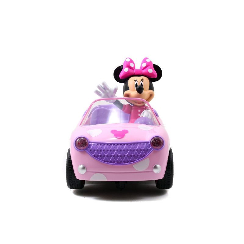 slide 3 of 5, Jada Toys Disney Junior RC Minnie Bowtique Roadster Remote Control Vehicle 7" Pink with White Polka Dots, 1 ct