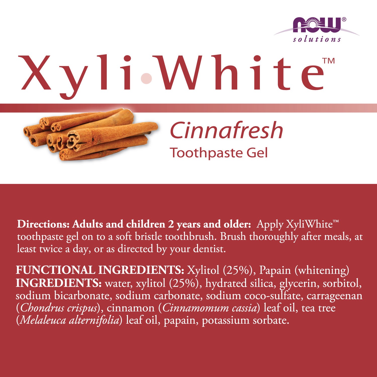 slide 2 of 4, NOW Solutions NOW Gel Xyliwhite Cinnamon Toothpaste, 6.4 oz