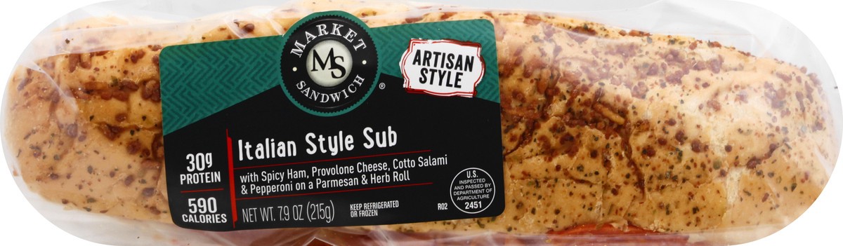 slide 2 of 10, Market Sandwich Artisan Style Italian Style Sub Sandwich 7.9 oz, 7.9 oz