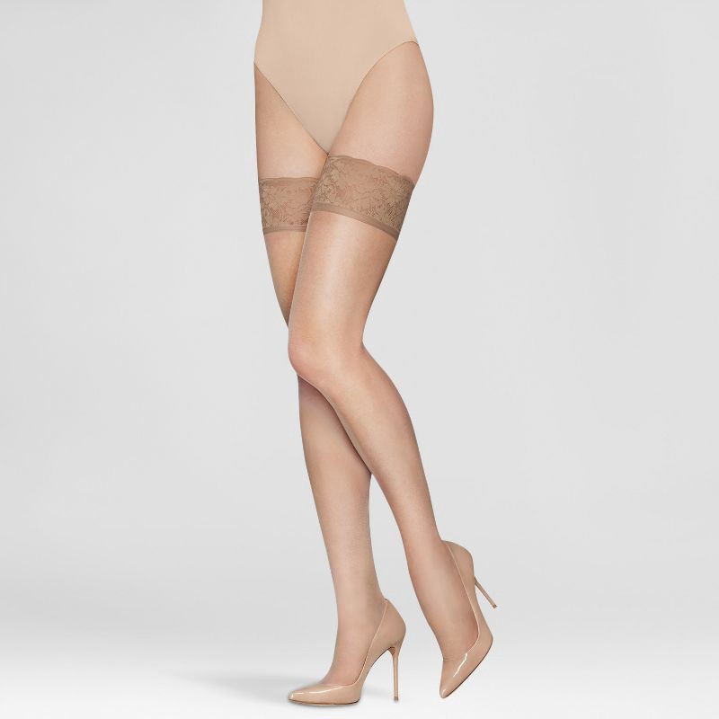 slide 1 of 3, Hanes Premium Women's Sheer Thigh Highs - Nude XL, 1 ct