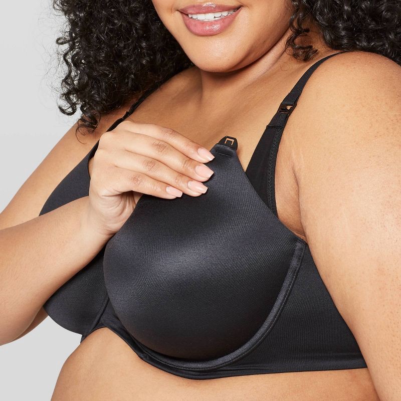 slide 3 of 4, Women's Nursing Full Coverage T-Shirt Bra - Auden™ Black 40DDD: Maternity, Adjustable Convertible Straps, 1 ct