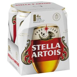Stella Artois Premium Lager Beer, 4 Pack - 16 fl oz Cans