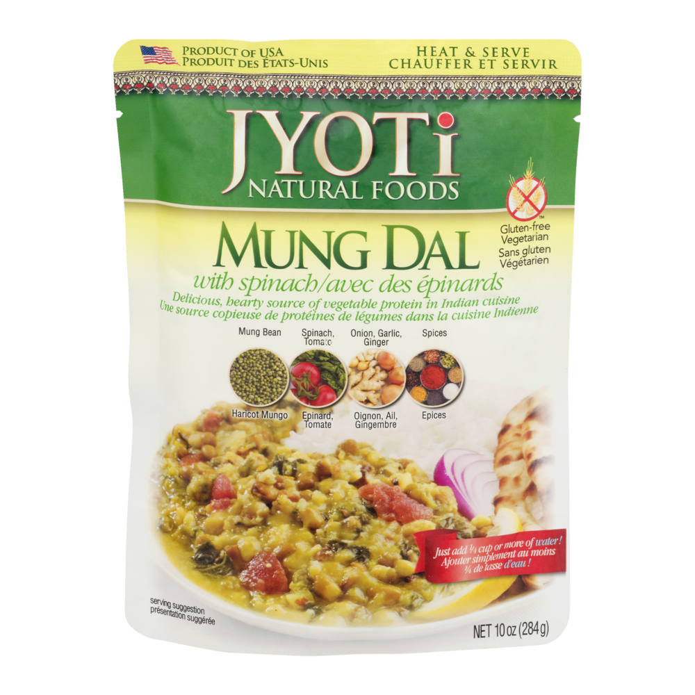 slide 1 of 1, Jyoti Natural Foods Gluten-Free Mung Dal with Spinach Indian Cuisine, 10 oz