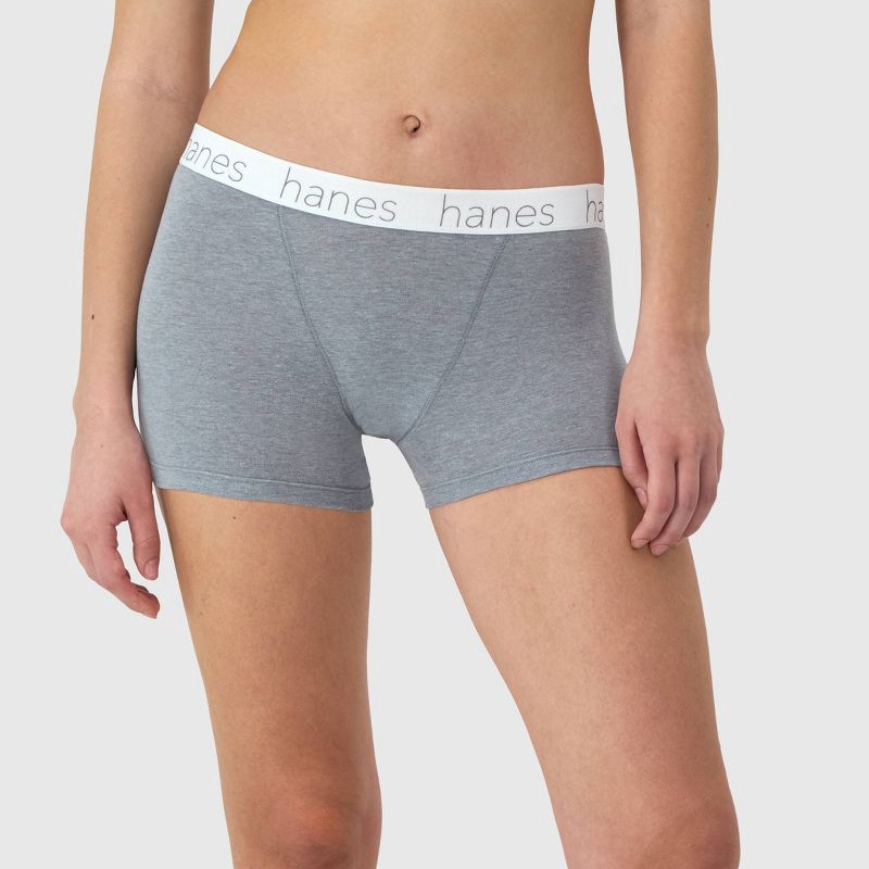 slide 2 of 5, Hanes Premium Women's 4pk Boxer Briefs Boyfriend Stretch-Cotton Underwear - Colors May Vary M, 4 ct