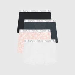 Hanes Premium Women's 4pk Boxer Briefs Boyfriend Stretch-Cotton Underwear - Pink/White/Black XL