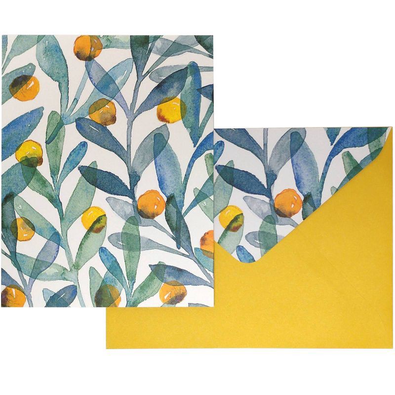 slide 3 of 3, Green Inspired 10ct Citrus Sprigs Blank Cards, 10 ct