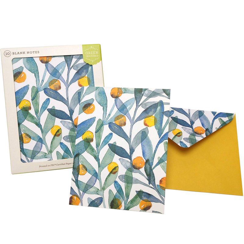 slide 1 of 3, Green Inspired 10ct Citrus Sprigs Blank Cards, 10 ct