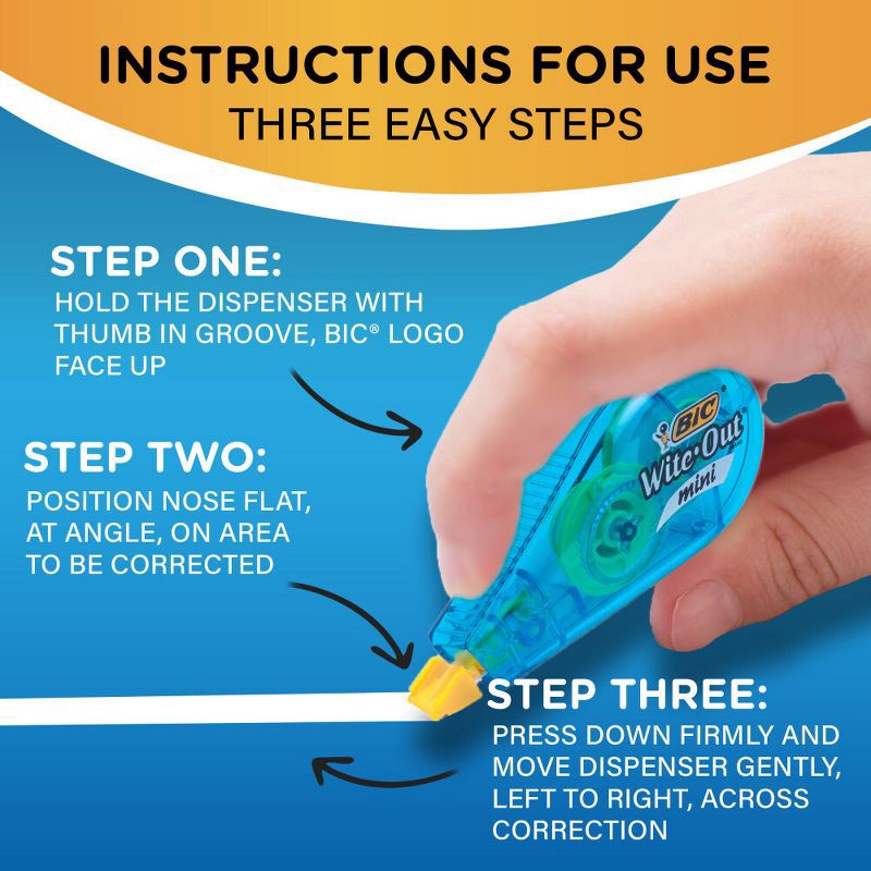 slide 6 of 8, 3pk Wite-Out Correction Tape Mini White - BIC, 3 ct