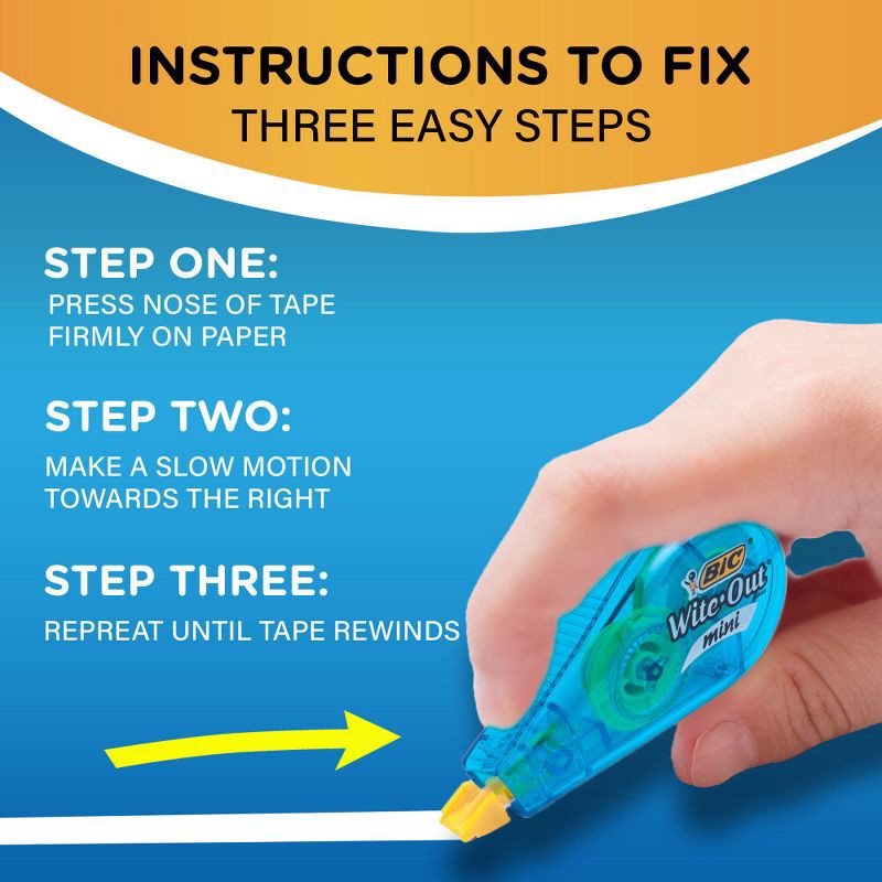 slide 7 of 8, 3pk Wite-Out Correction Tape Mini White - BIC, 3 ct