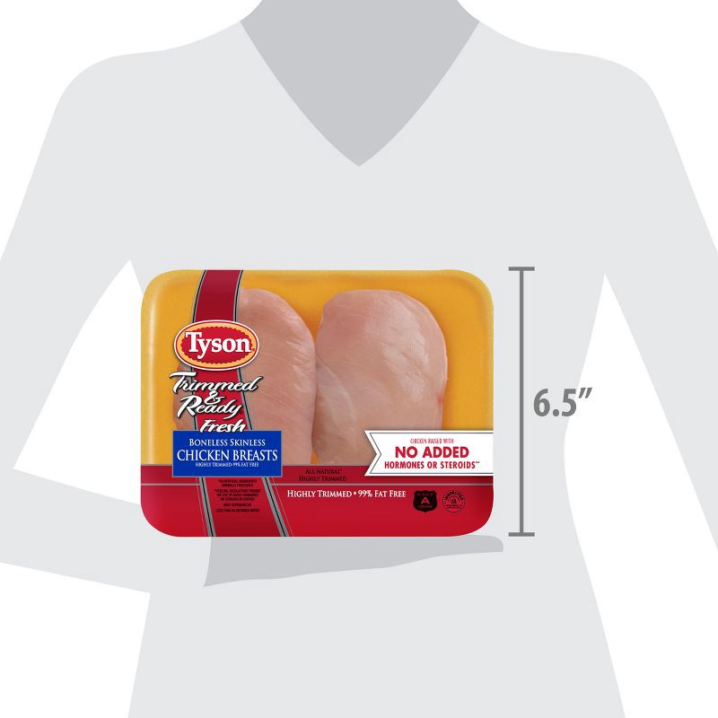 slide 3 of 4, Tyson Trimmed & Ready Boneless & Skinless Chicken Breast - 1-2.11lbs - price per lb, per lb