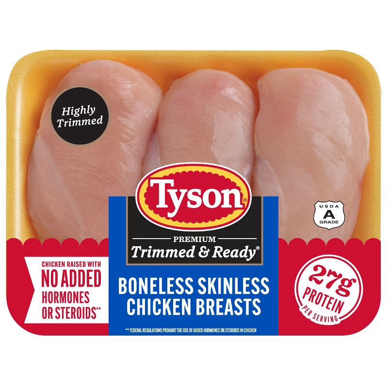 slide 1 of 8, Tyson Trimmed & Ready Boneless & Skinless Chicken Breast - 1-2-11lbs - price per lb, per lb