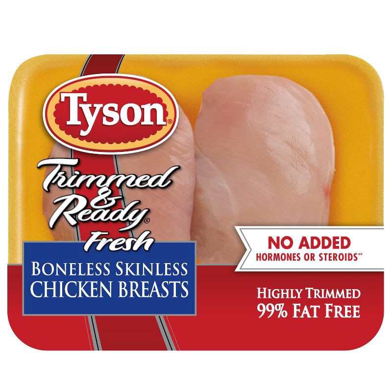 slide 1 of 4, Tyson Trimmed & Ready Boneless & Skinless Chicken Breast - 1-2.11lbs - price per lb, per lb