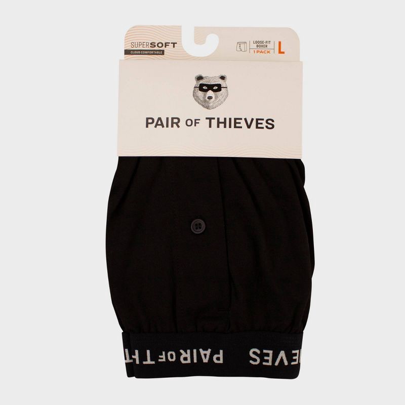 slide 6 of 6, Pair of Thieves Men's Super Soft Boxer Shorts - Black S: Lightweight Jersey Fabric, Mid Rise, Moisture Wicking, 1 ct
