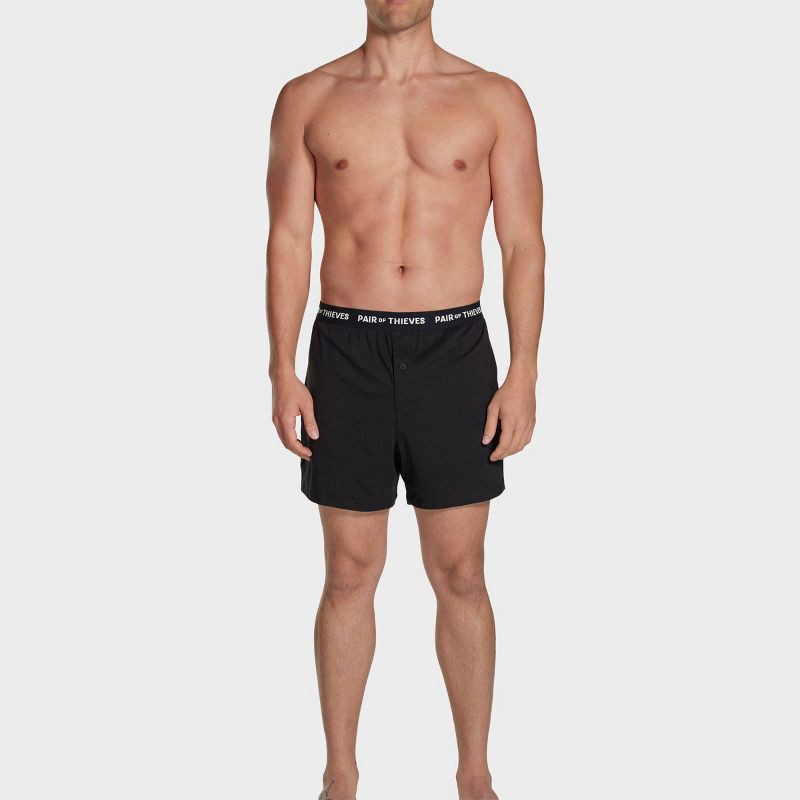 slide 5 of 6, Pair of Thieves Men's Super Soft Boxer Shorts - Black S: Lightweight Jersey Fabric, Mid Rise, Moisture Wicking, 1 ct
