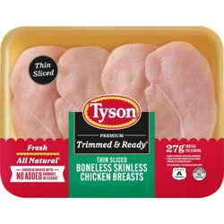 Tyson Trimmed & Ready Thin-Sliced Boneless & Skinless Chicken Breast - 0.76-1.988lbs - price per lb